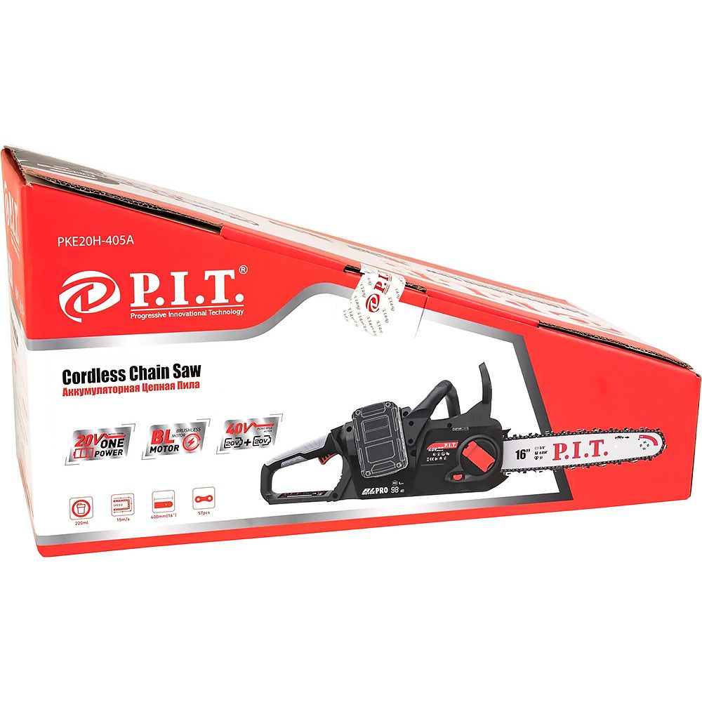 Пила аккумуляторная цепная P.I.T. PKE20H-405A SOLO 40В 405 мм