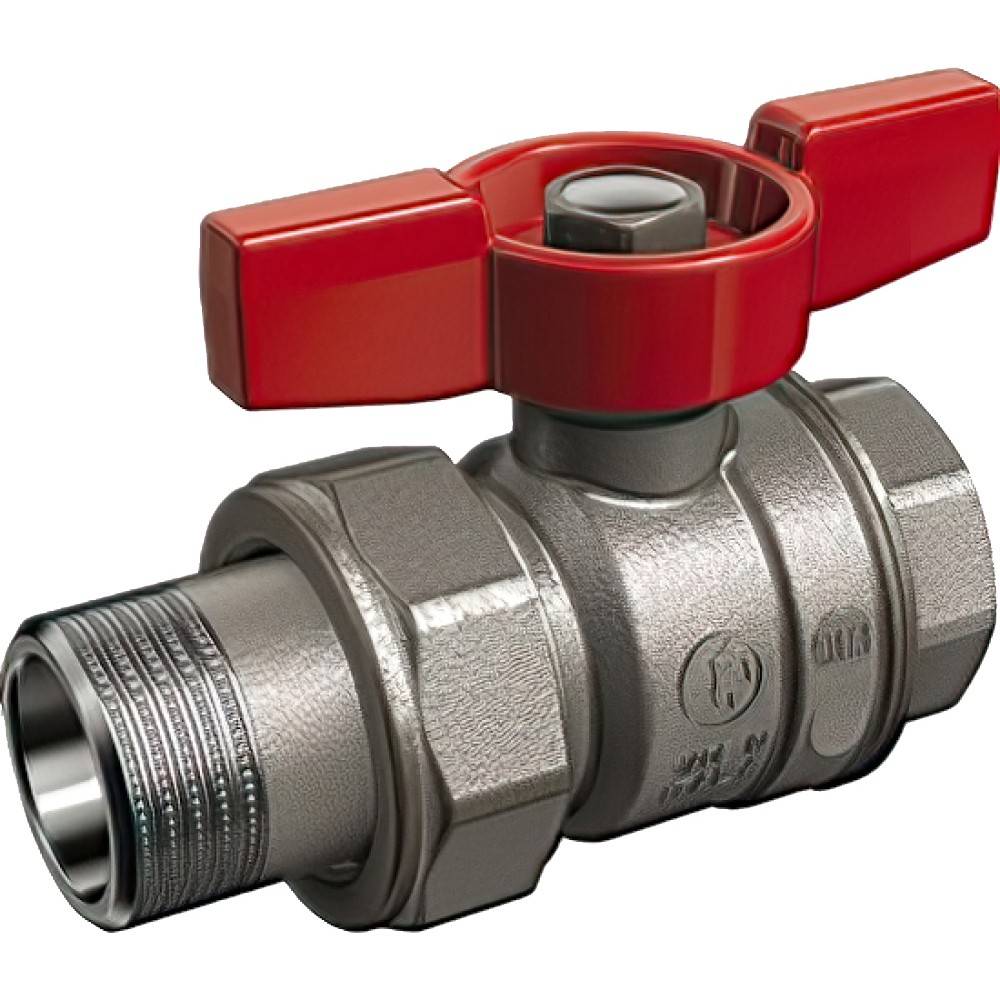 Кран шаровой Giacomini R859 полнопроходной с накидной гайкой 1 1/4 бабочка R859X329