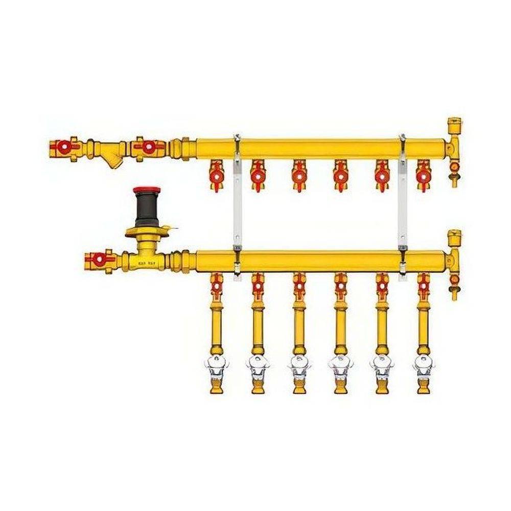 Узел коллекторный этажный Giacomini GE553 тип B3 (D2) 1 1/4 x 3/4 на 9 выходов GE553Y559