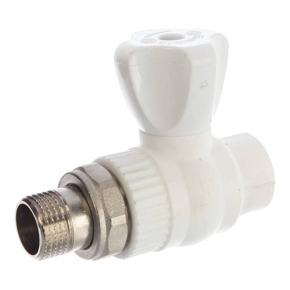 Кран шаровой радиаторный прямой PPR Lammin PREMIUM 20x1/2 белый НС-1641557