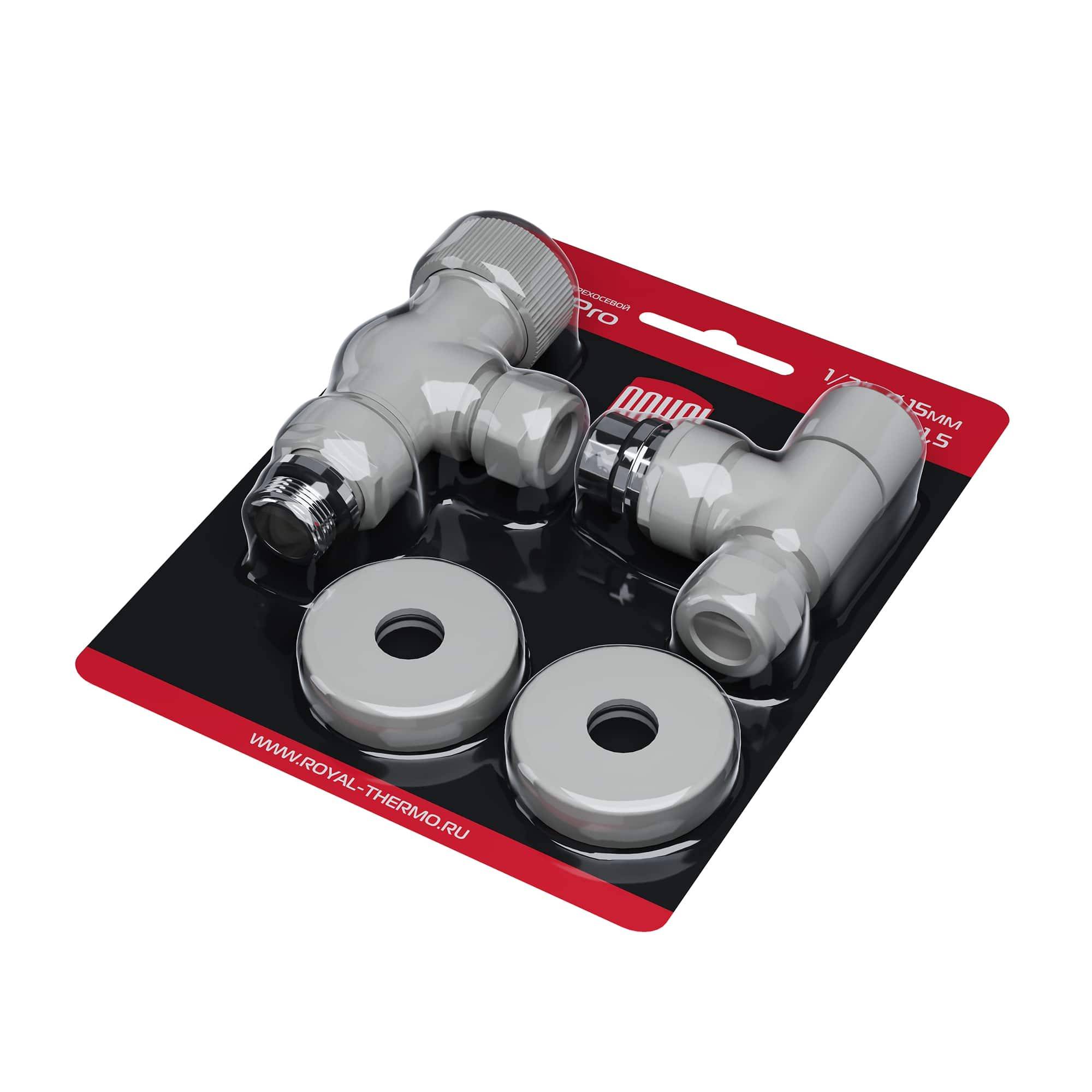 Набор термостатический осевой Royal Thermo Design Pro 15 мм M30x1,5 Белый НС-1646642