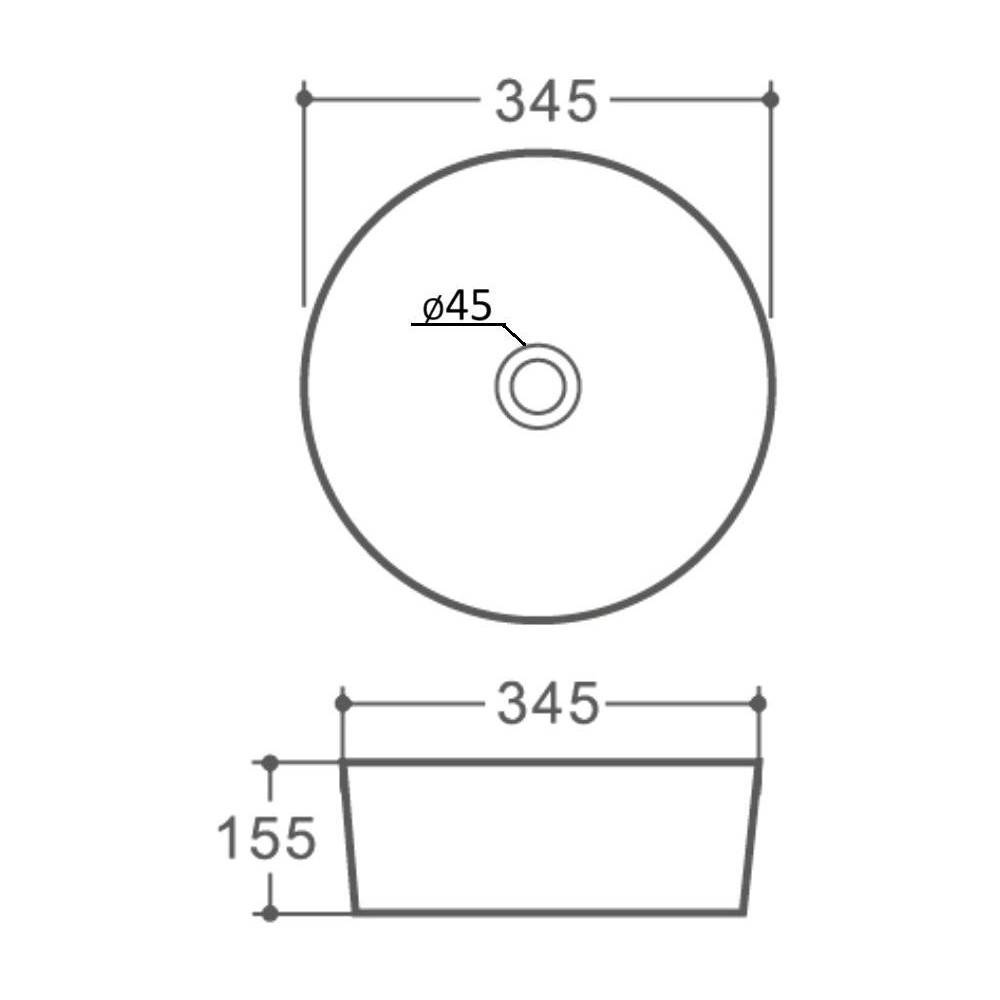 Раковина накладная Orange B07 санфарфор черный матовый B07-345B
