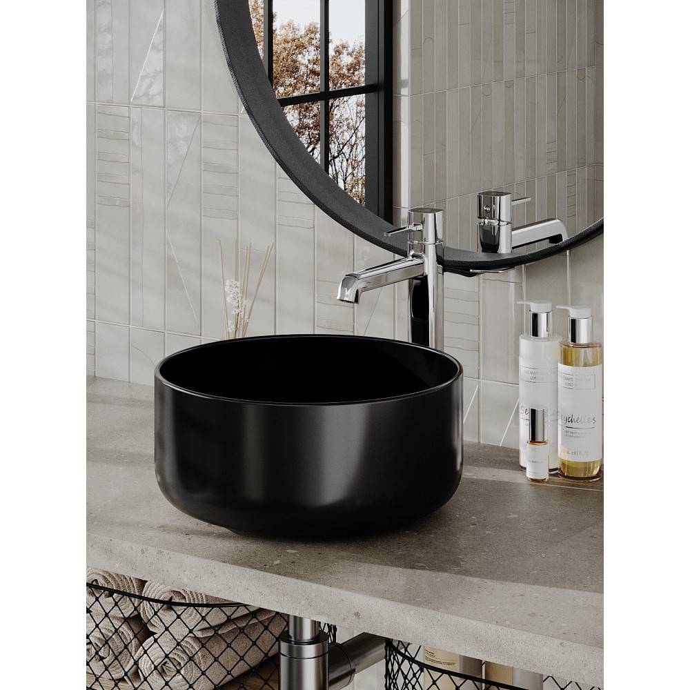 Раковина накладная Orange B07 санфарфор черный матовый B07-345B