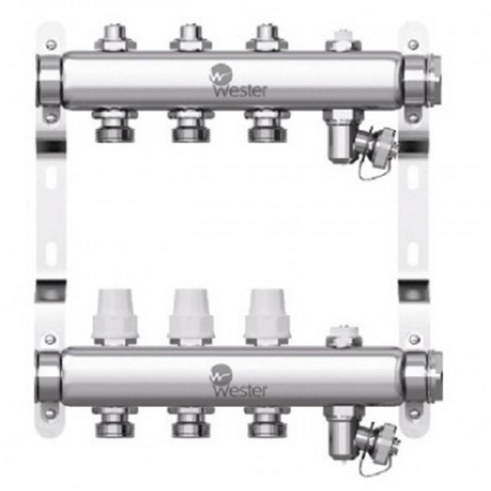 Коллектор из нержавеющей стали Wester W903 1x3/4 3 выхода с заглушками W903.3