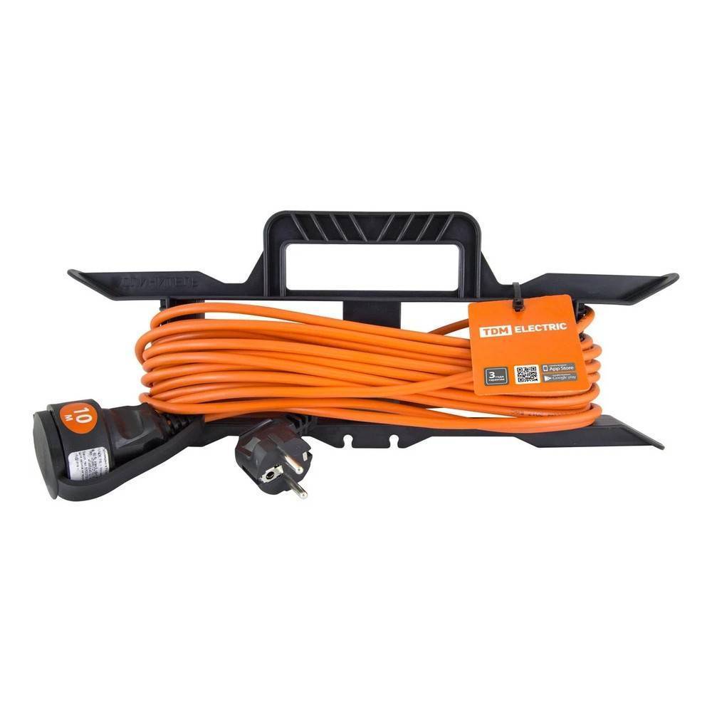 Удлинитель-шнур силовой на рамке TDM ELECTRIC УШз16 10 м ПВС 3х1.0 SQ1302-0331