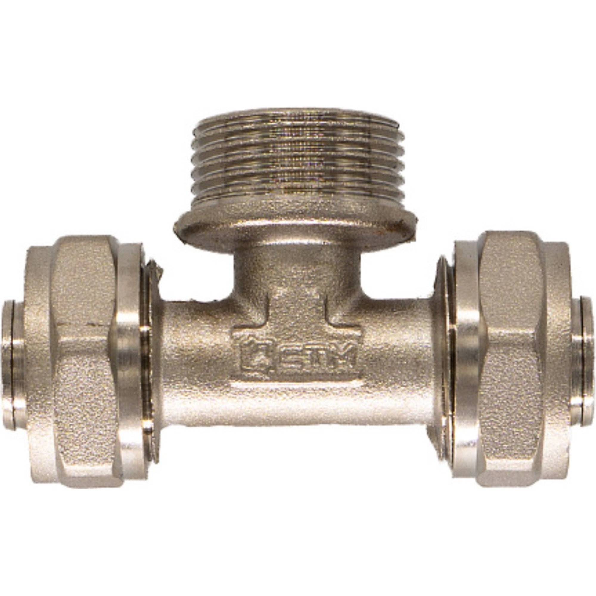 Тройник обжимной CTM для металлопластиковых труб 16х1/2х16 НР CTM01612