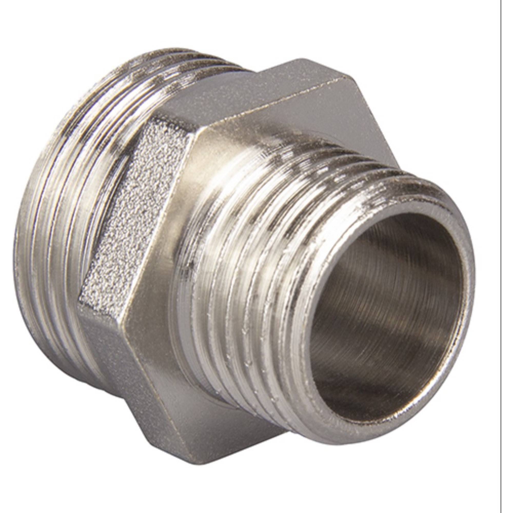 Ниппель переходной TEBO 1 x 3/4 дюйма НР-НР латунный никелированный T-ЛР.Н.3.1-34.CN