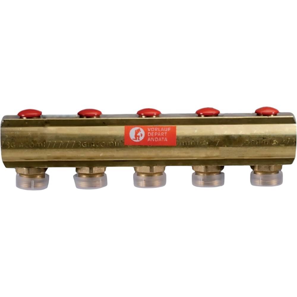 Коллектор Giacomini R553S 1 1/4 x 18 на 5 выходов с отсечными клапанами R553SY025