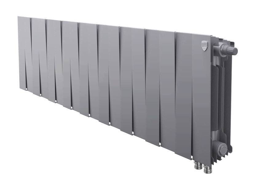 Радиатор биметаллический Royal Thermo PianoForte 300 Silver Satin 18 секций нижнее подключение НС-1346082 RAL 9006