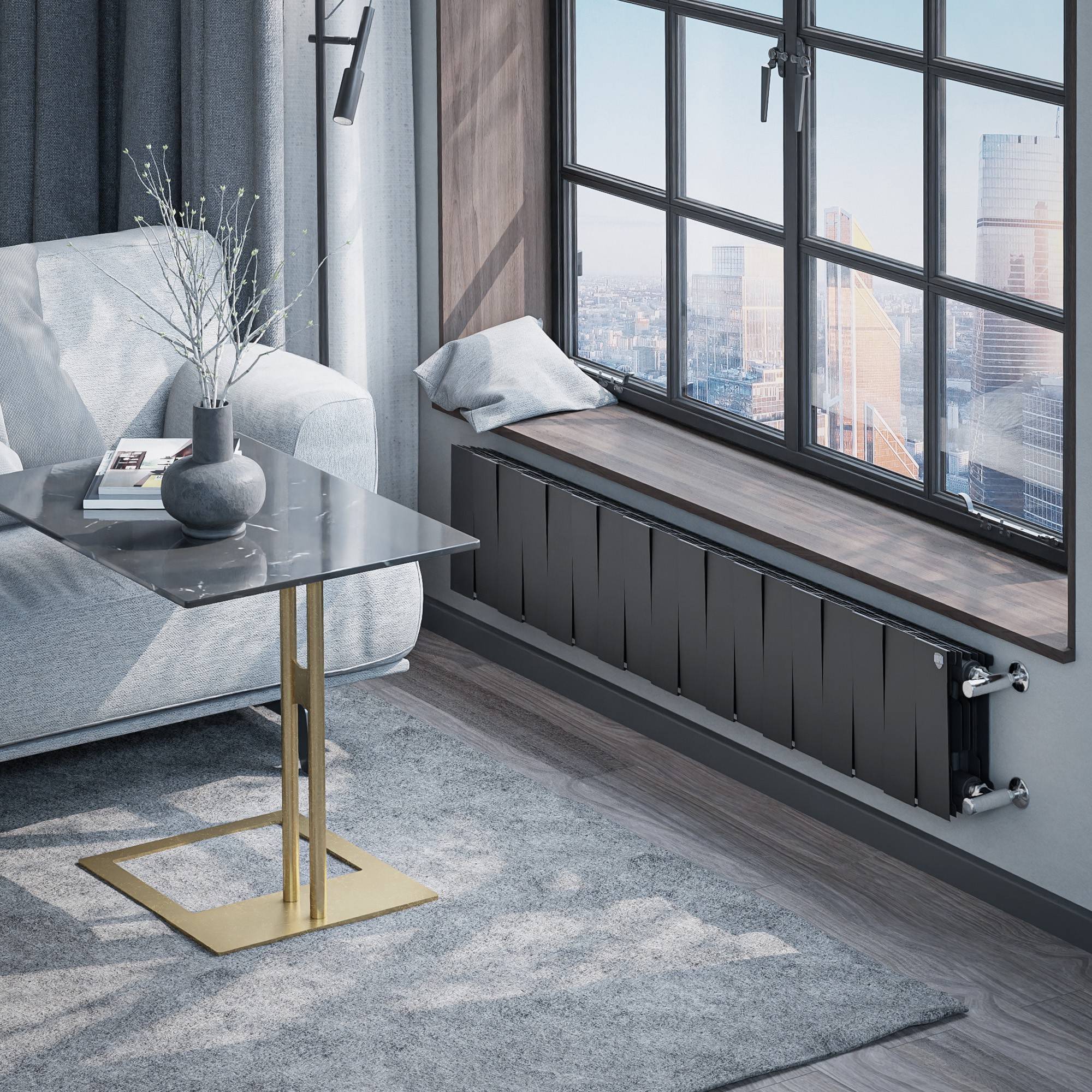 Радиатор биметаллический Royal Thermo PianoForte 200 18 секций боковое подключение черный 1682322