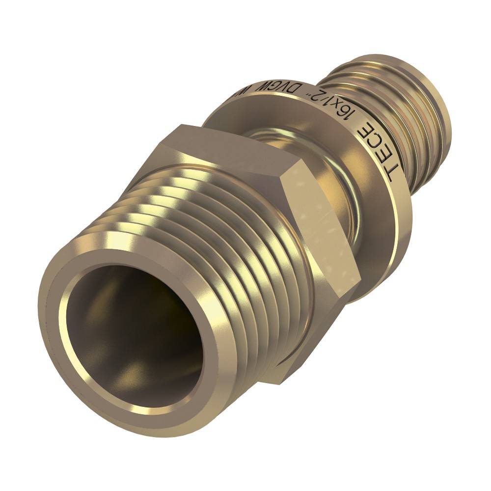 Соединение прямое TECE TECEflex с ниппелем 16x1/2 латунь 763516