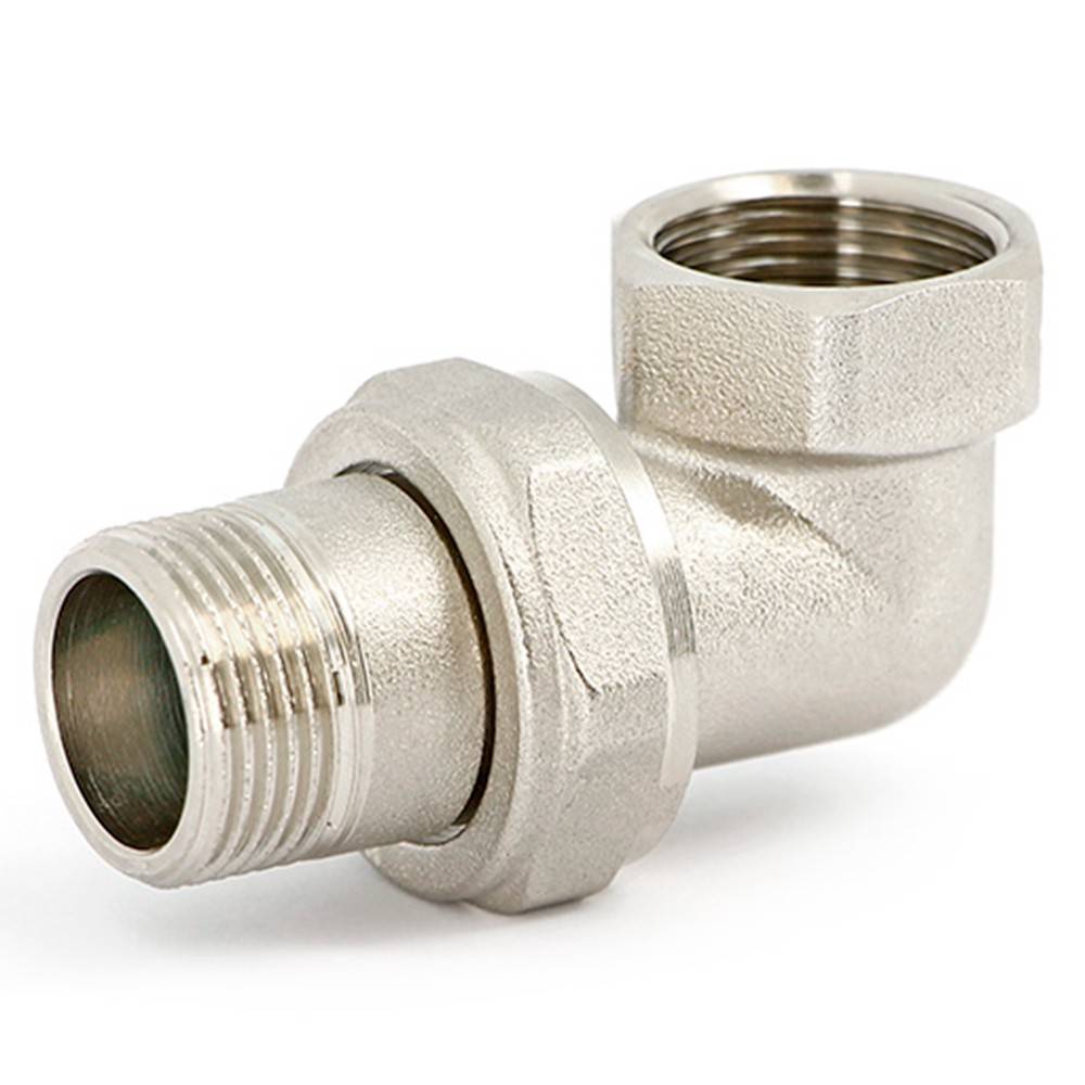 Соединение разъемное угловое Uni-Fitt НВ 3/4 с прокладкой O-Ring никелированное 166N3000