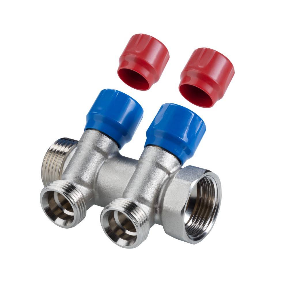 Коллектор с регулирующими вентилями Valtec VTc.560.NE Евроконус 1x3/4 2 выхода VTc.560.NE.060502