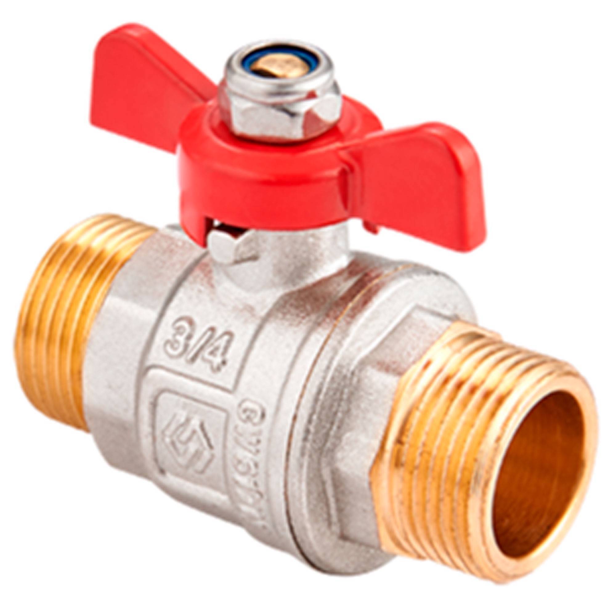 Кран шаровой латунный MVI DN 25 PN 40 нр-нр полнопроходной бабочка BV.212.05