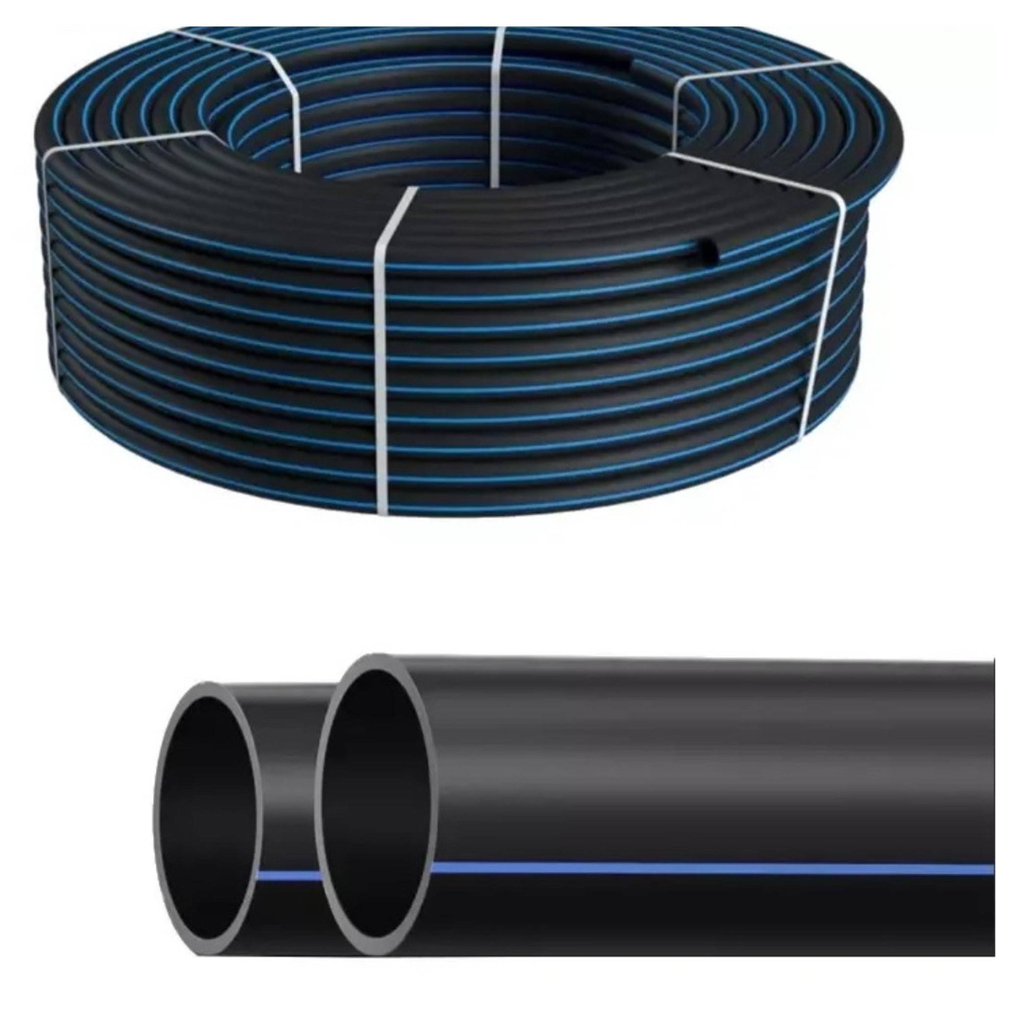 Труба ПНД ACR 32х2,0 мм SDR 17 питьевая черная с синей полосой бухта 200 м 1592092