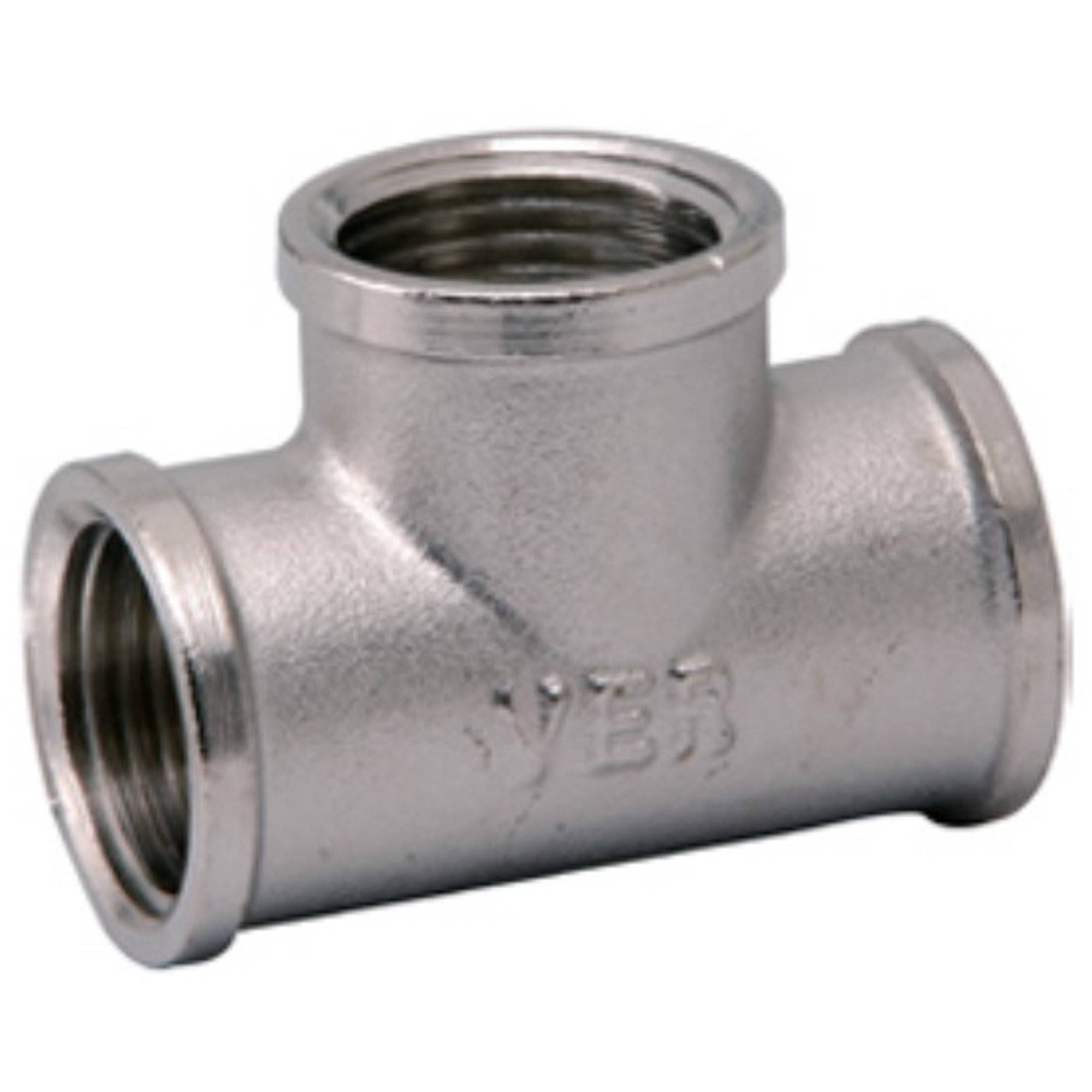 Тройник латунный VIEIR ВВВ 1 1/4 никелированный TFN666