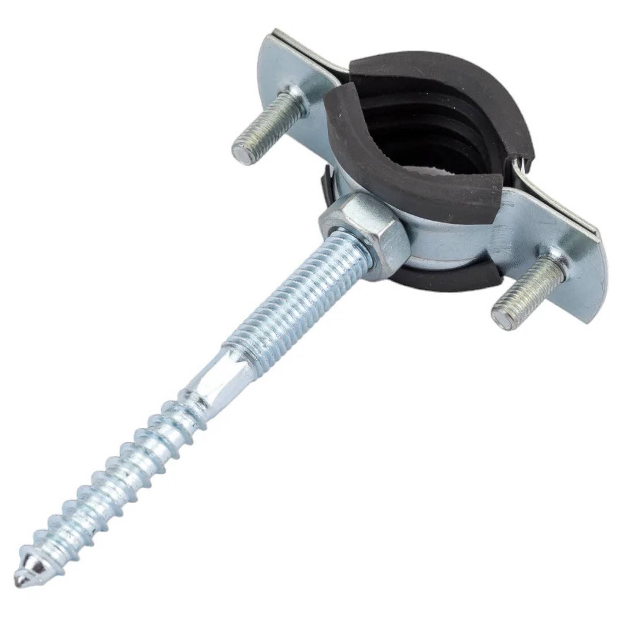 Хомут сантехнический металлический Политэк 20-24 мм 1/2 дюйма со шпилькой и дюбелем 1652035