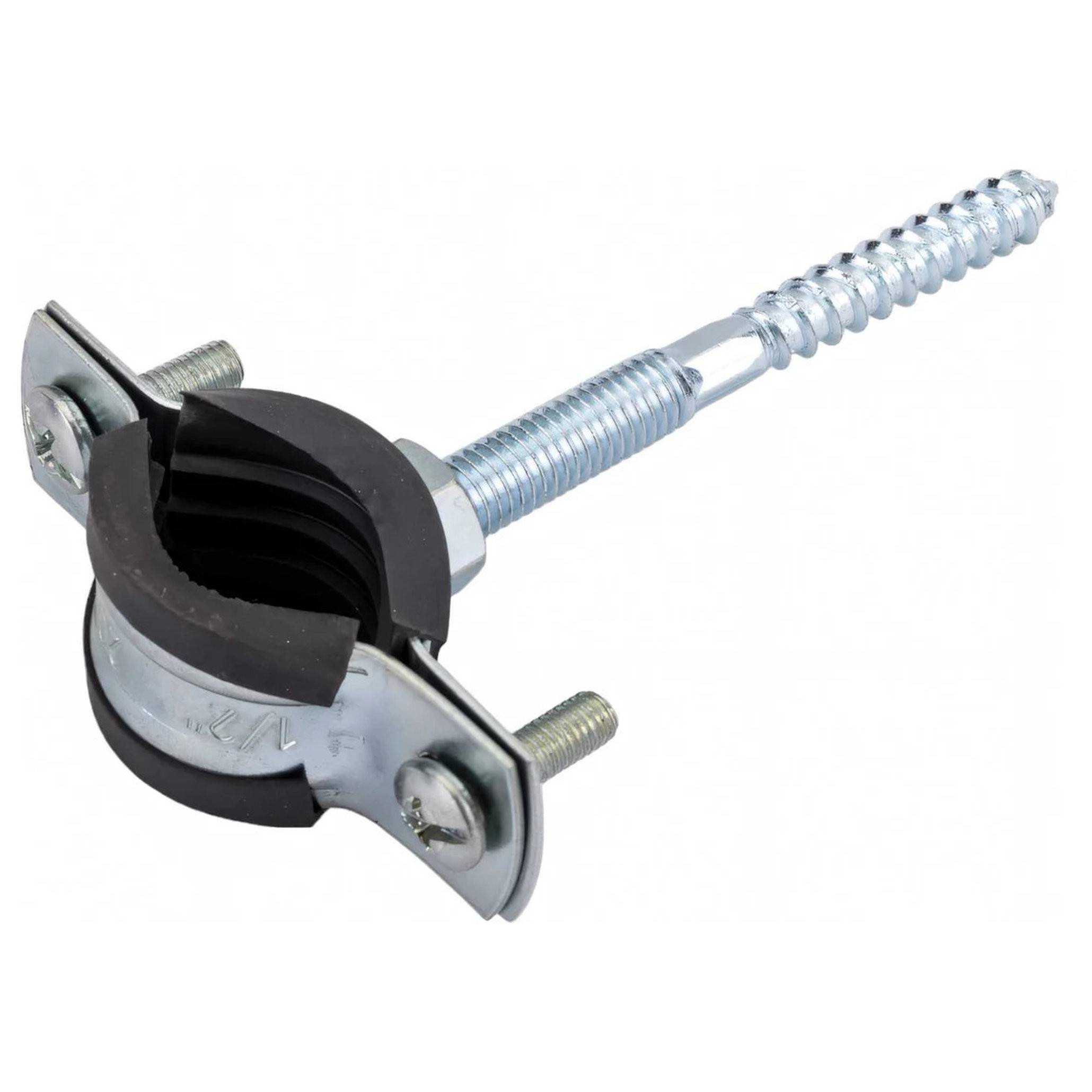 Хомут сантехнический металлический Политэк 20-24 мм 1/2 дюйма со шпилькой и дюбелем 1652035