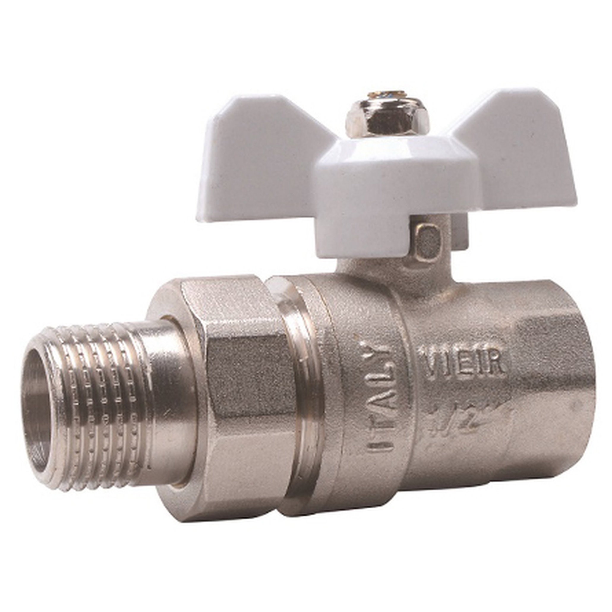 Кран шаровой ViEiR 3/4 дюйма со сгоном белая бабочка VR204-02B