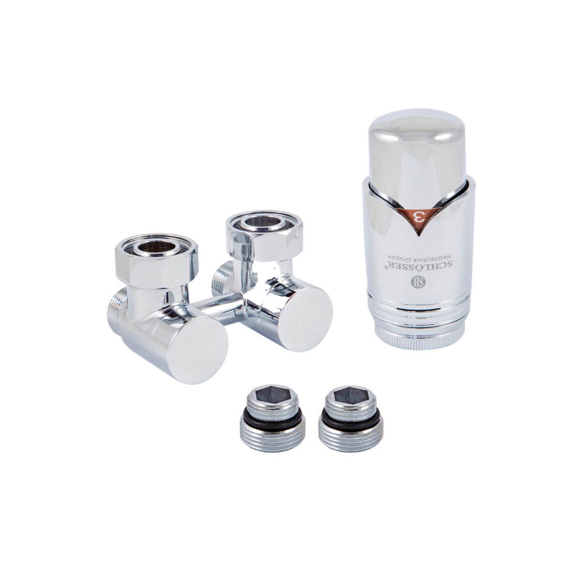 Комплект термостатический Schlosser Duo-Plex угловой 50 мм с термоголовкой белый 601000101