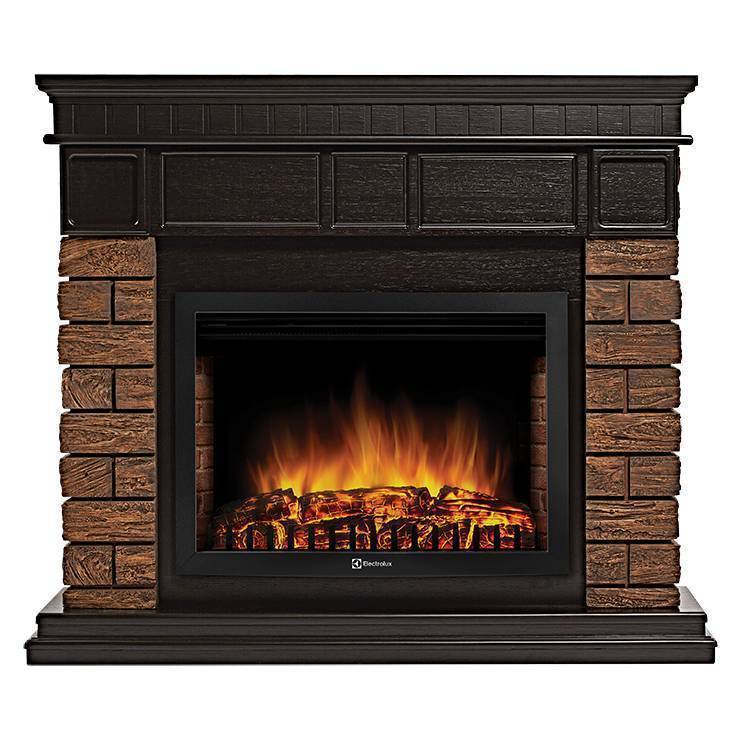 Каминокомплект Electrolux Bricks Wood 25 камень темный шпон венге с очагом EFP/P-2720RLS 1341178