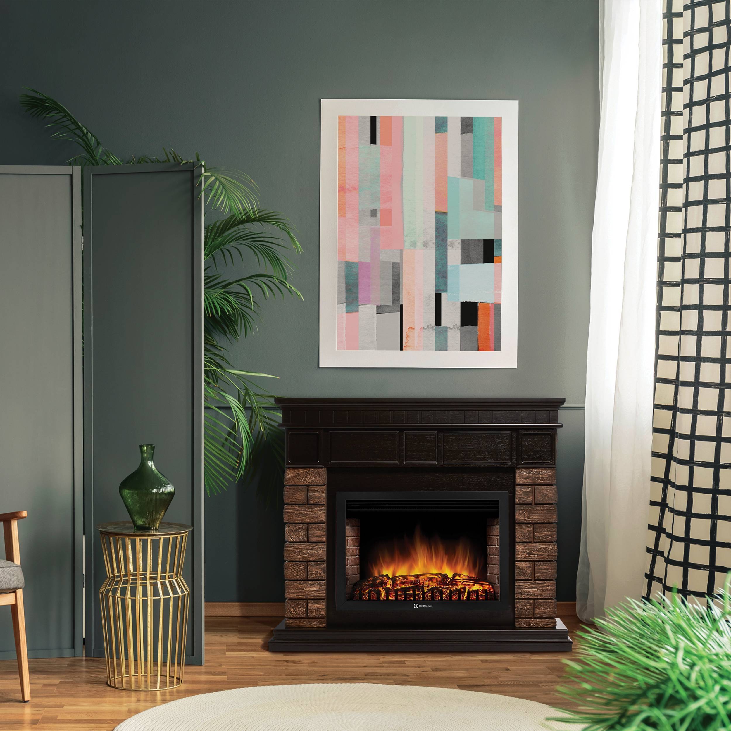 Каминокомплект Electrolux Bricks Wood 25 камень темный шпон венге с очагом EFP/P-2720RLS 1341178