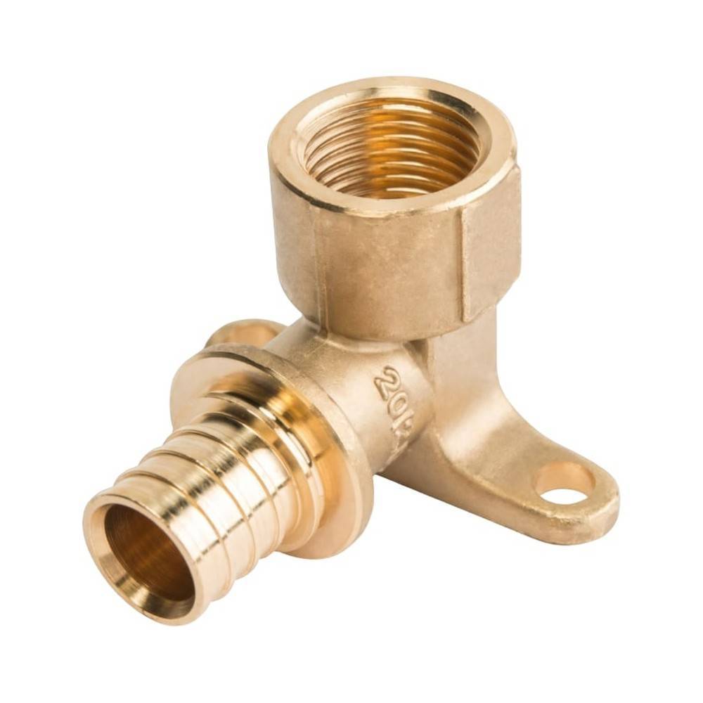 Уголок аксиальный РОСТерм 20x1/2 ВР с настенным креплением латунь 1508013