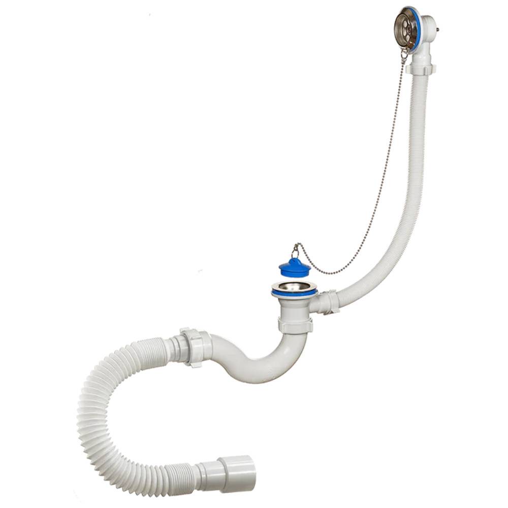 Сифон для ванны ORIO с выпуском переливом и гибкой трубой 1 1/2х40 мм A-40089