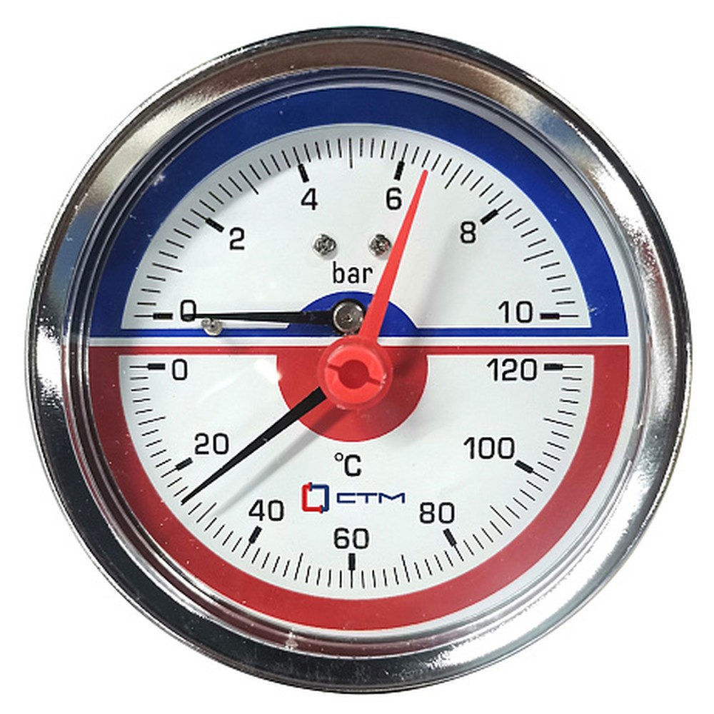 Термоманометр аксиальный СТМ 10 бар 120 °C 1/4 TMAX10