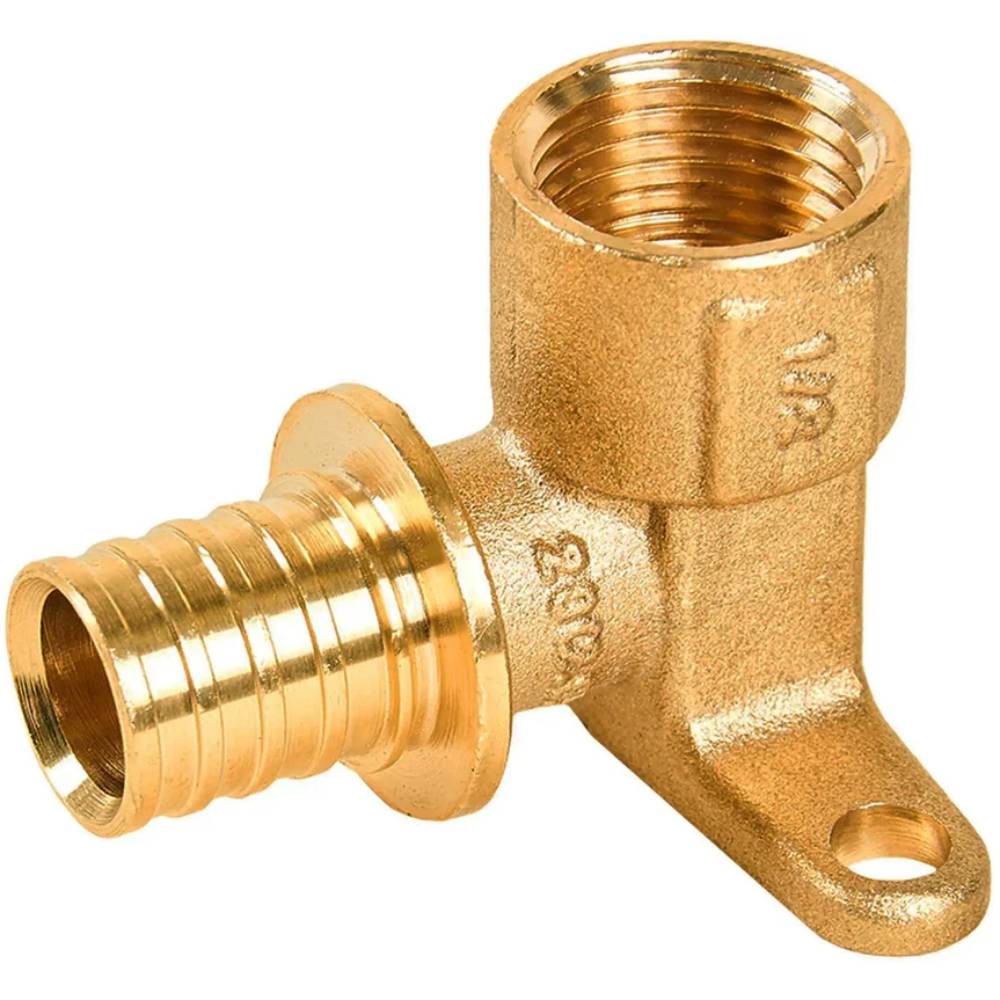 Уголок аксиальный РОСТерм 20x1/2 ВР с настенным креплением латунь 1629243