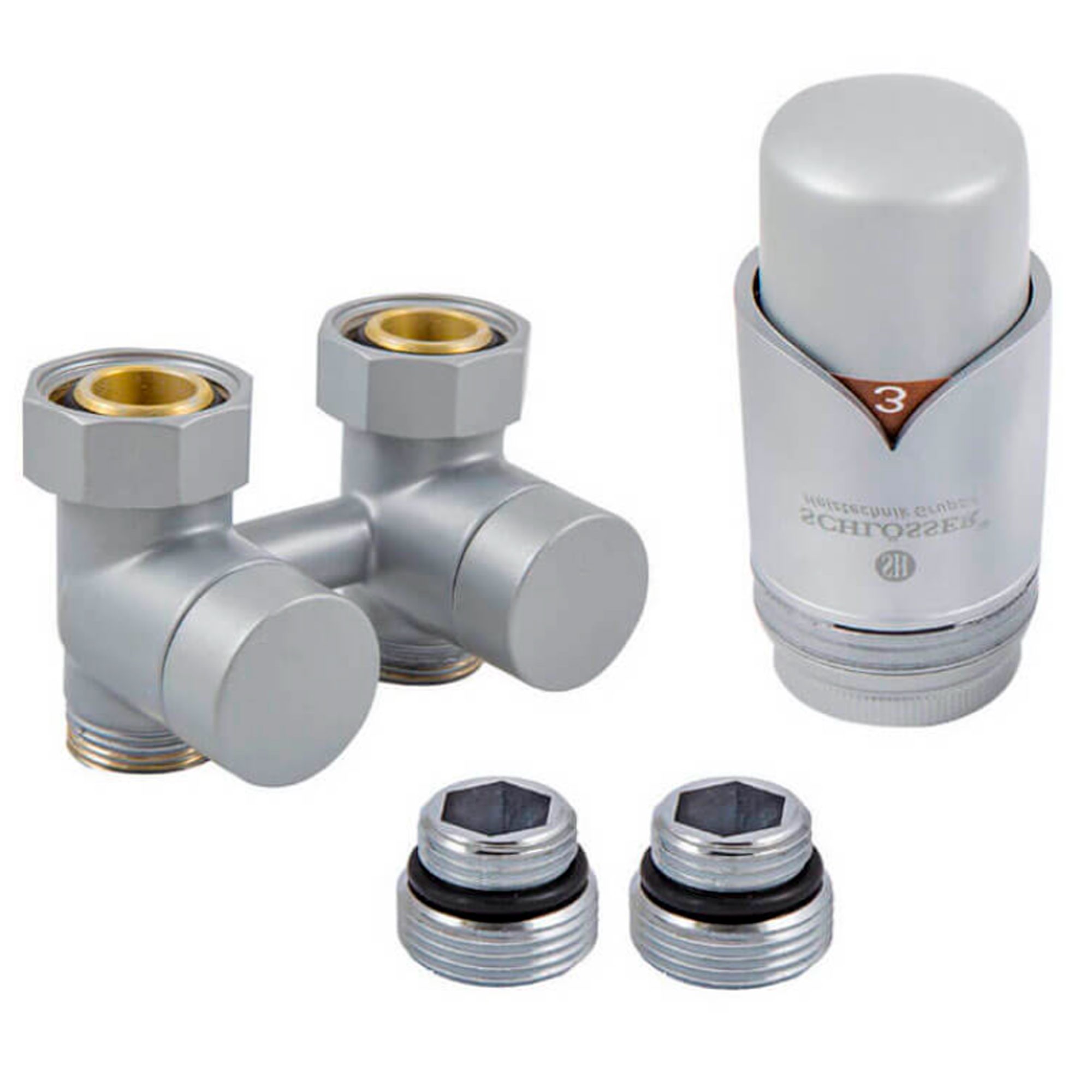 Комплект узла подключения Schlosser Duo-Plex угловой 3/4 x M22x1.5 сатин 602100018