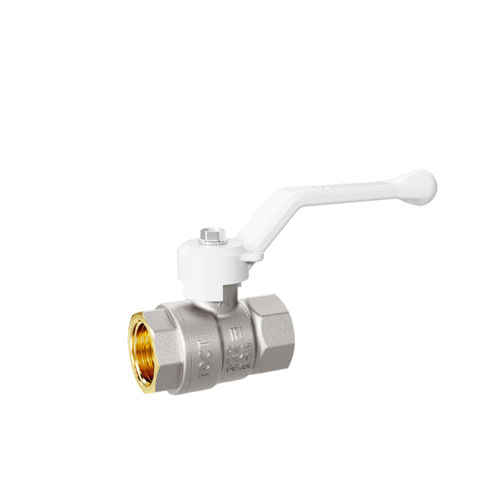 Кран шаровой латунный LD Pride Ду 50 Ру 25 вн-вн рычаг с биркой white 47.50.В-В.Р