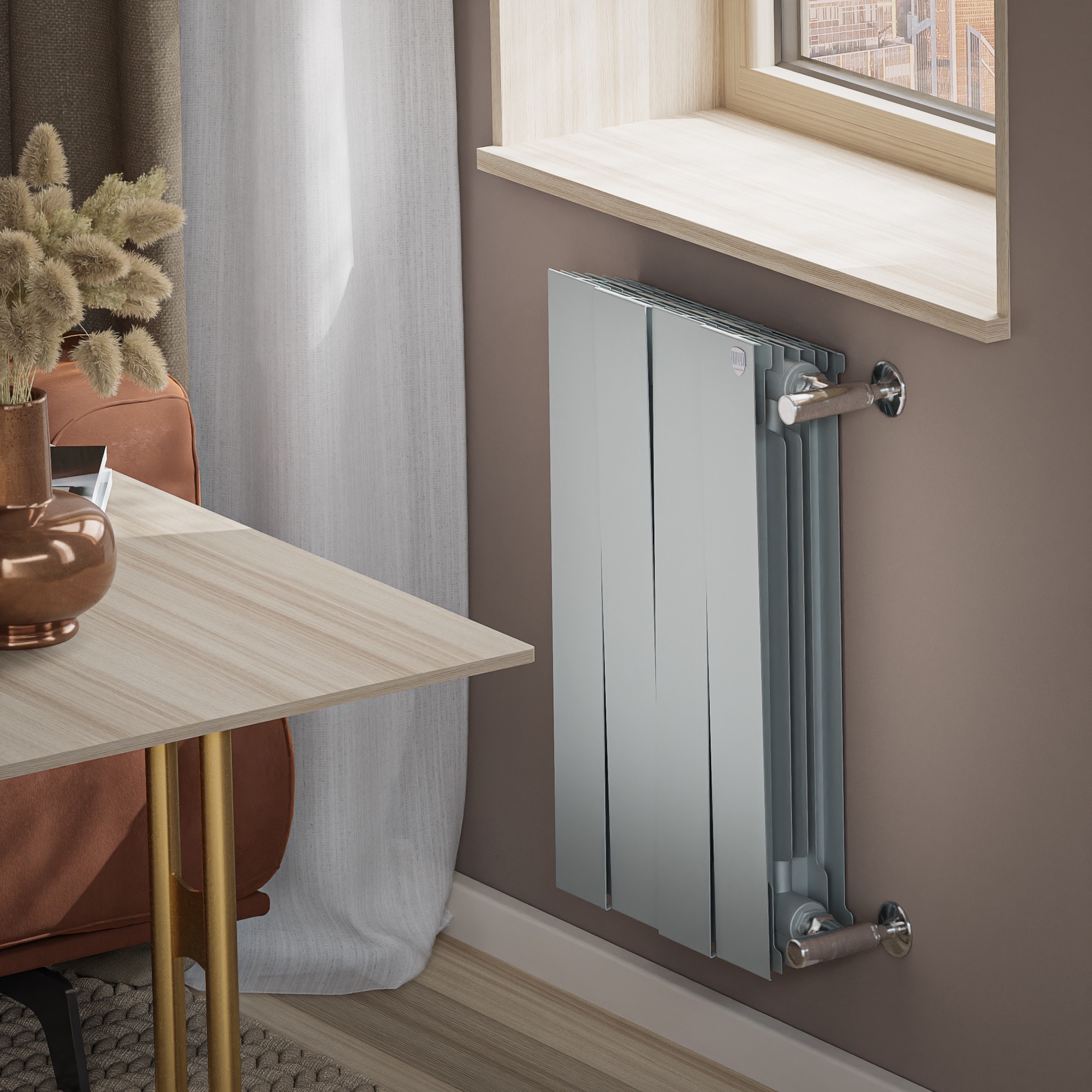 Радиатор биметаллический Royal Thermo PianoForte 500 Серебристый 4 секции боковое подключение 1682375