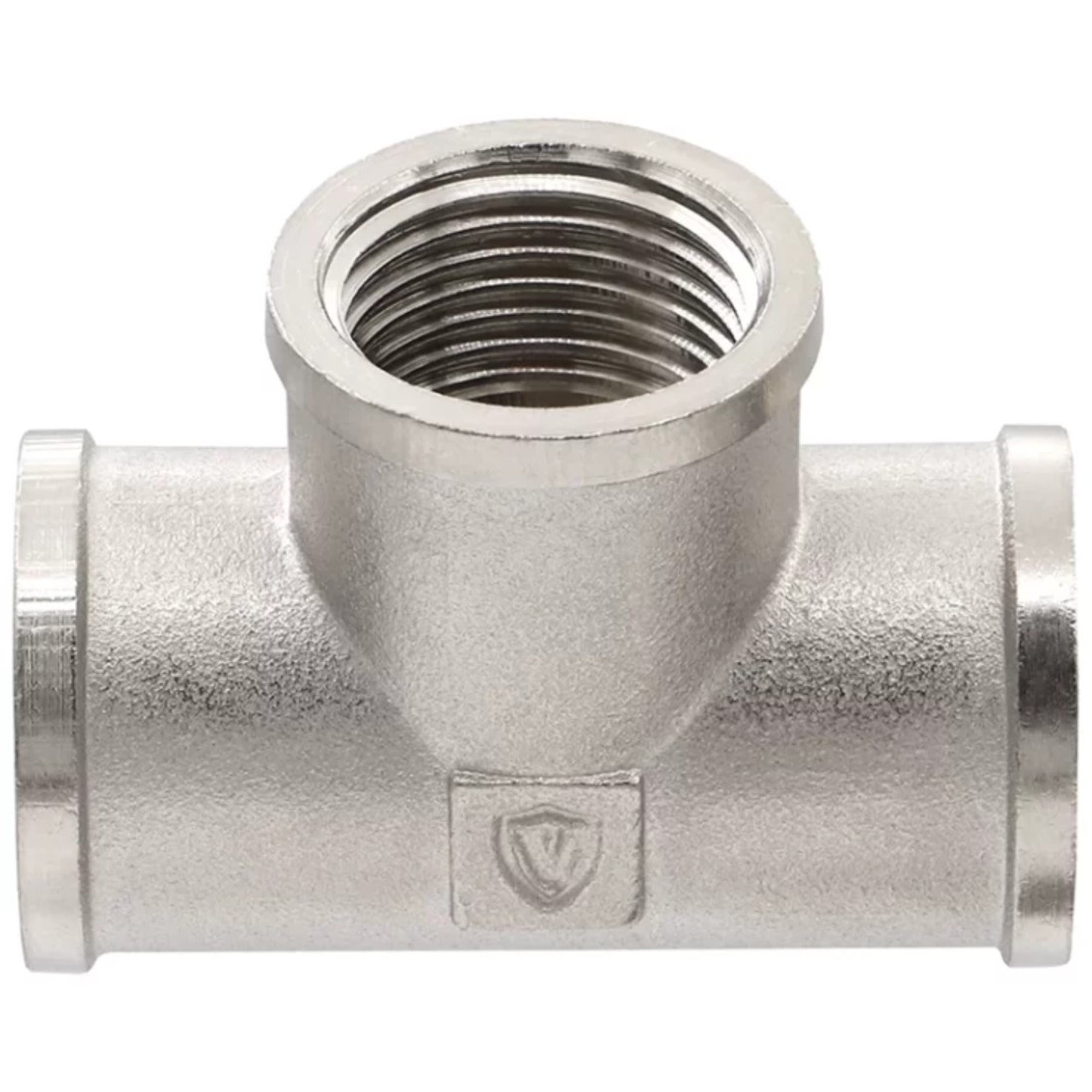 Тройник латунный VIEIR ВВВ 1 1/4x1x1 1/4 никелированный TFN656