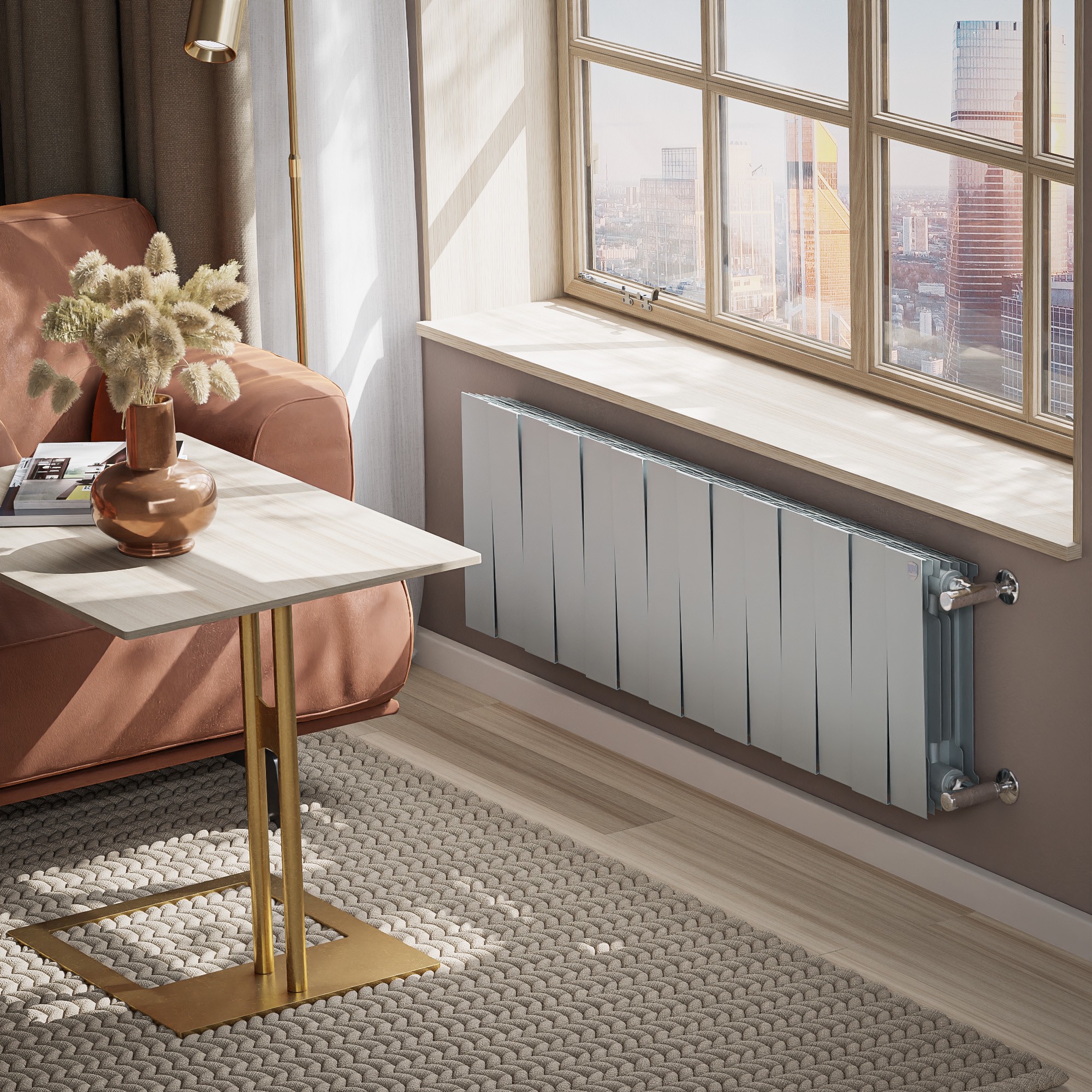 Радиатор биметаллический Royal Thermo PianoForte 300 14 секций боковое подключение серебристый 1682342