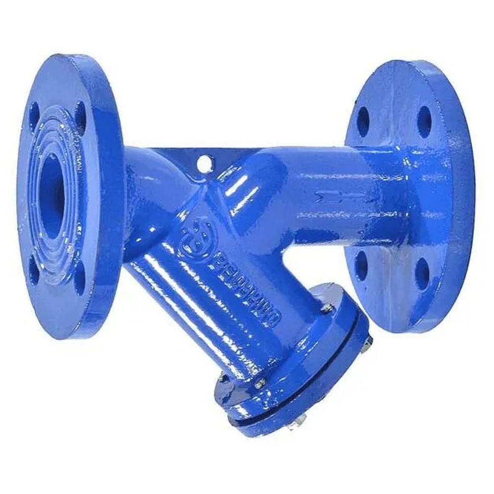 Фильтр сетчатый Y-образный чугунный Benarmo ФСФ 5010 Ду125 Ру16 фланцевый со сливной пробкой 5010-125