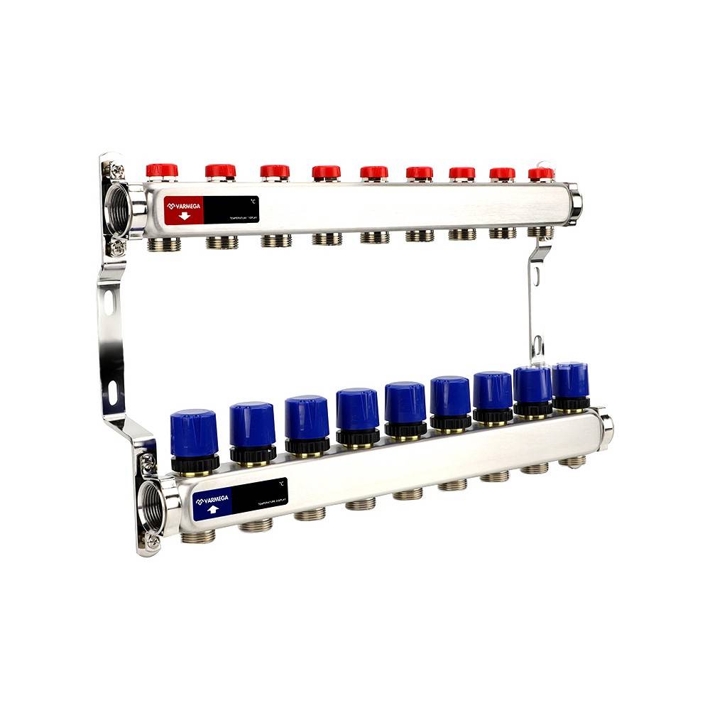 Коллекторная группа Varmega из нержавеющей стали 1 x 3/4 EK 9 контуров VM15509