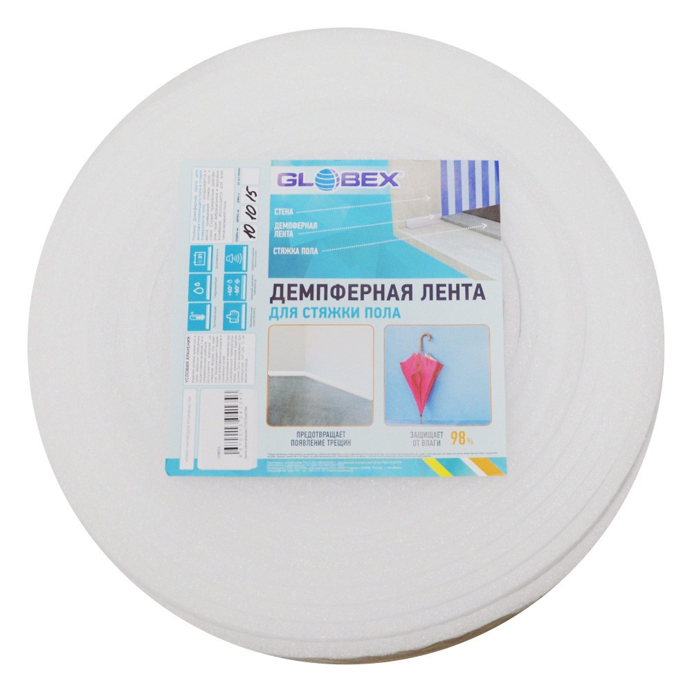 Лента демпферная GLOBEX ЭКОНОМ 100х8 мм 30 м П8/10см/30м