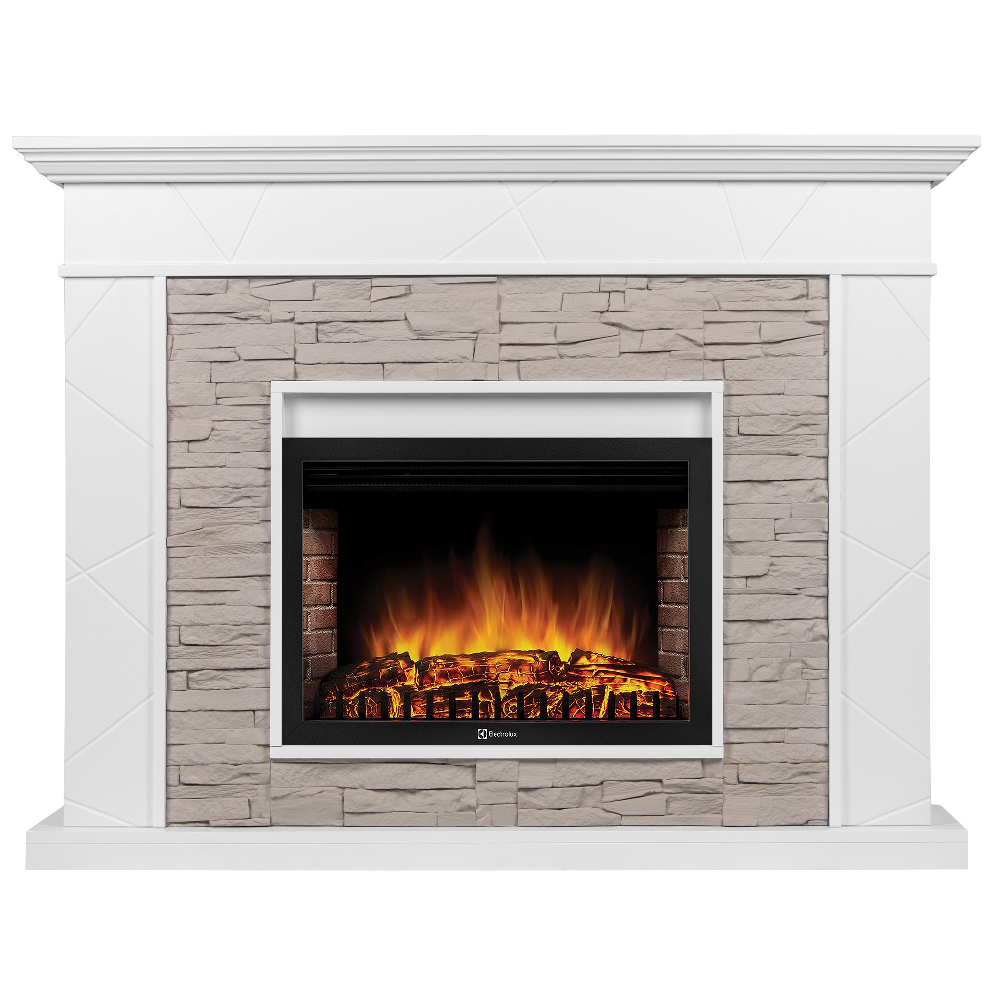 Каминокомплект Electrolux Miami 25 белый серый с очагом EFP/P-2520LS N 1747577