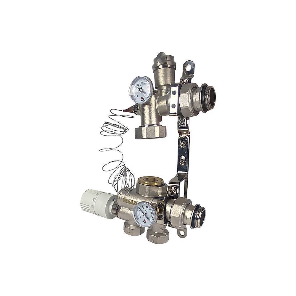 Насосно-смесительный узел VALFEX с термоголовкой нижнее подключение без насоса VF.153.0.130.180