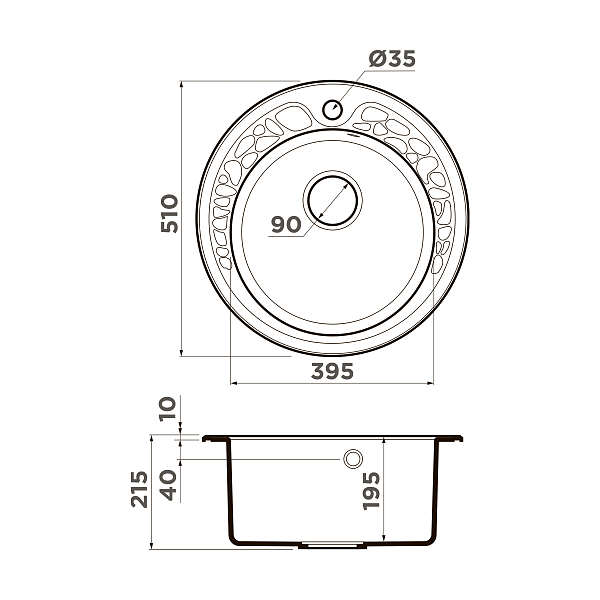 Кухонная мойка Omoikiri Tovada 51-BL Artgranit 51x51 см черный 4993369