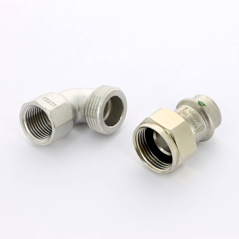 Угол разъемный пресс-В Viega Sanpress Inox 18х1/2 нержавеющая сталь 437305