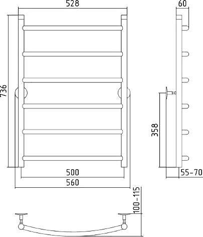 Полотенцесушитель водяной Стилье Универсал-50 50x80 см 00650-8050