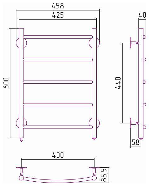 Полотенцесушитель электрический Стилье Формат 40 40x60 см 00541-6040