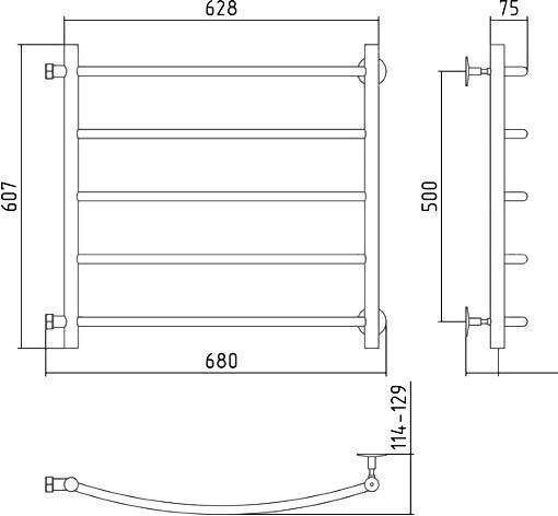 Полотенцесушитель водяной Стилье Версия-Б2 68x60,7 см без покрытия 00612-5060