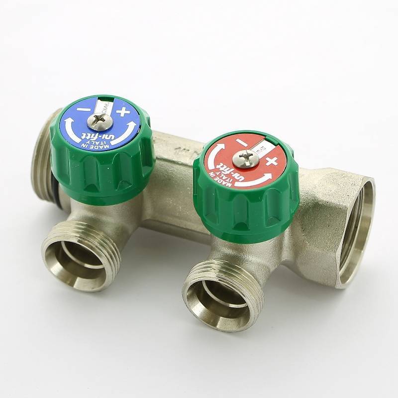 Коллектор с вентилями Uni-Fitt 1 НВ 2 выхода 3/4 EK 90° 50 мм 410N4320