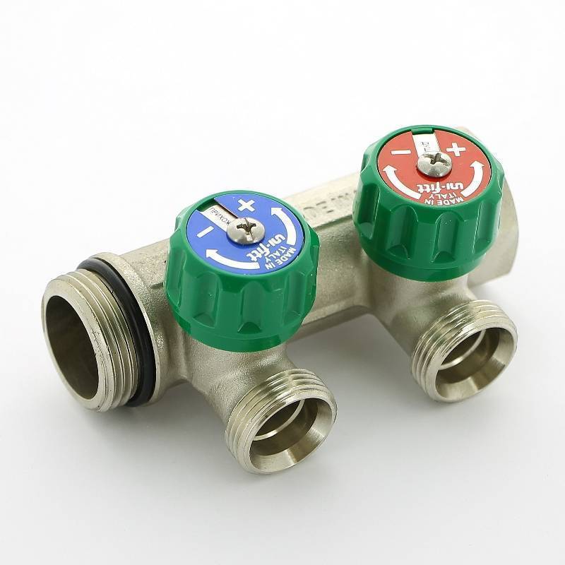 Коллектор с вентилями Uni-Fitt 1 НВ 2 выхода 3/4 EK 90° 50 мм 410N4320