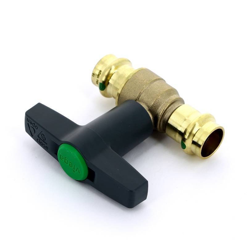 Кран шаровой Viega Easytop 18 пресс бронза SC-Contur высокая Т-образная ручка 746384