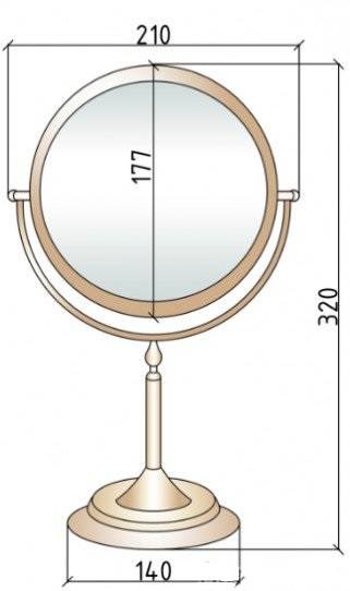 Зеркало косметическое настольное Boheme Imperiale увеличение 3x золото 504