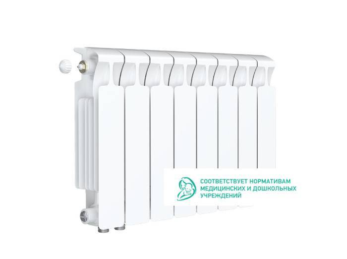 Радиатор биметаллический RIFAR Monolit Ventil 350 8 секций нижнее левое подключение белый 3RM35.VL-8 RAL 9016